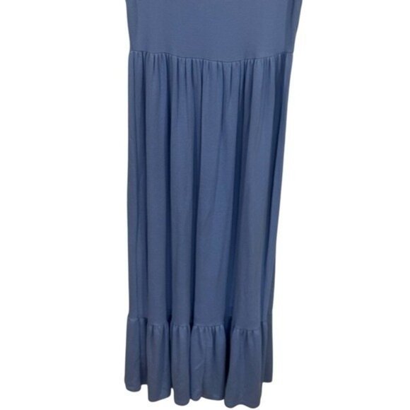 See You Monday Blue Ribbed Maxi Dress Babydoll Summer Coastal Resort Travel XL - Picture 7 of 11
